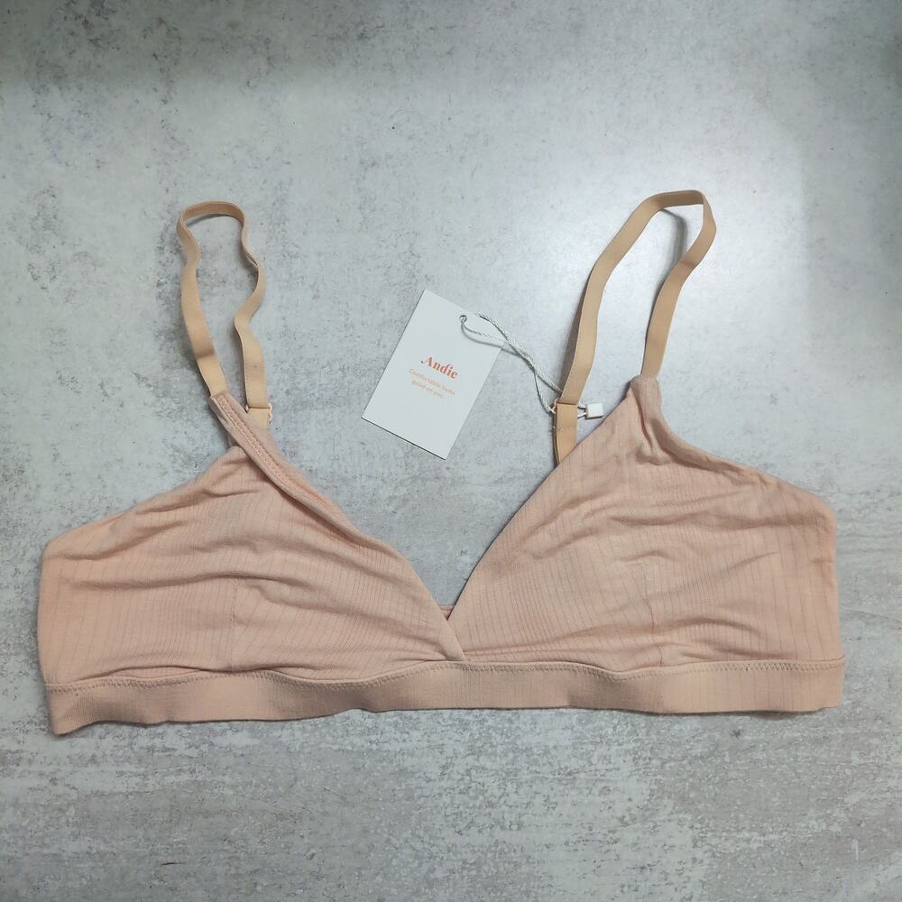 Andie Triangle Bralette Blush Loungewear Size L New